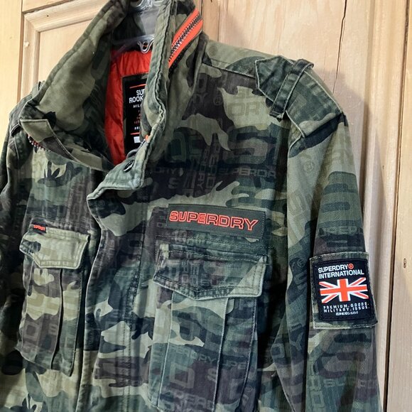 Superdry Mens Rookie Edition Camo Patch Military Jacket Size Large Green AN EXC - Picture 4 of 12
